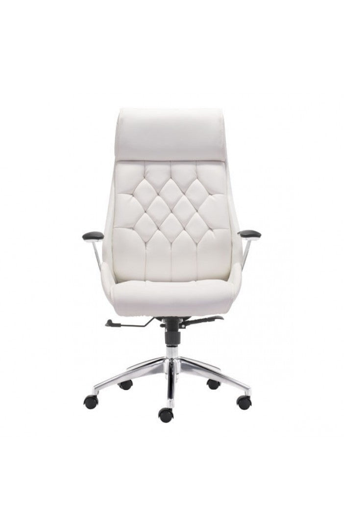 White Leather & Chrome Modern Office Chair with Ultimate Comfort –