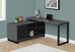 Slate and Black 72" Executive L-Shaped Desk