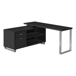 Black and Silver 72" Executive L-Shaped Desk