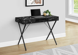 42" Black Marbled Trestle Workstation with Storage