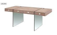 Load image into Gallery viewer, Modern 69&quot; Executive Desk with Walnut 4 Drawer Top &amp; Premium Glass Legs
