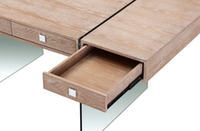 Load image into Gallery viewer, Modern 69&quot; Executive Desk with Walnut 4 Drawer Top &amp; Premium Glass Legs
