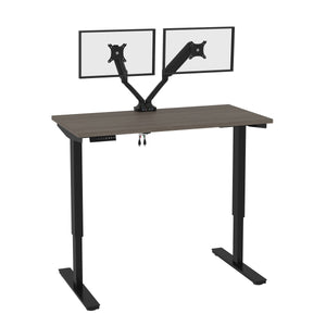 Bark Gray & Black 48" Twin Monitor Adjustable Desk