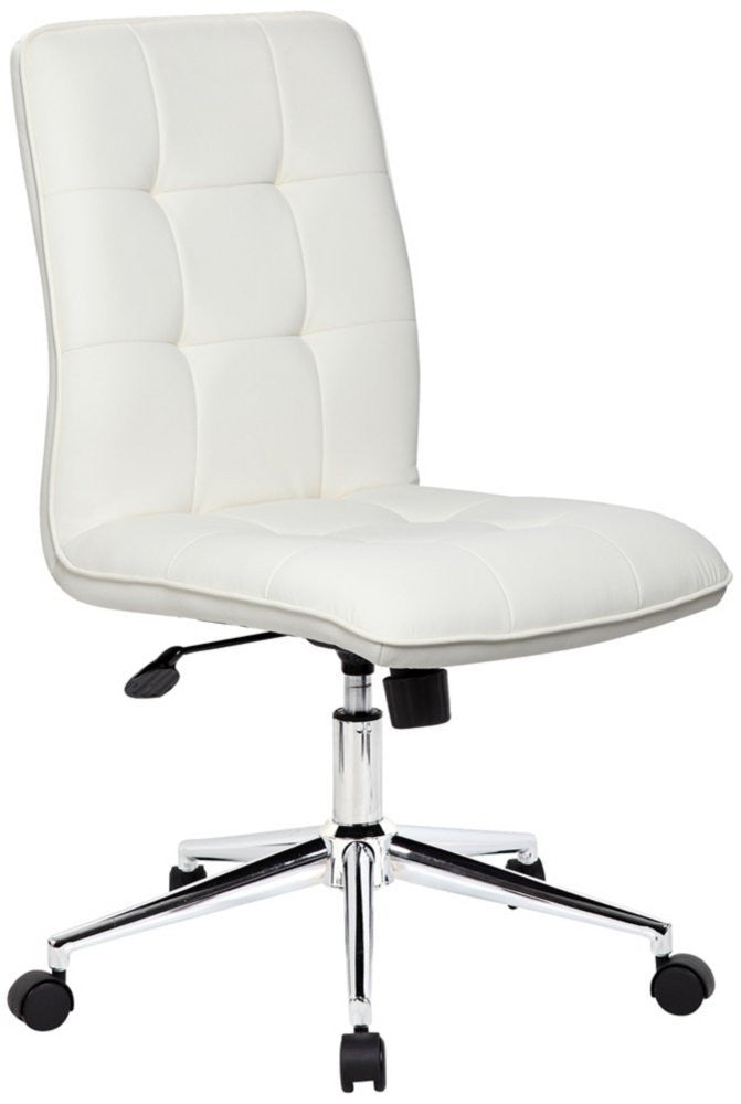 Elegant White Armless Office Chair With Chrome Base ComputerDesk Com   511bcZdiAGL. SL1000 1200x1200 