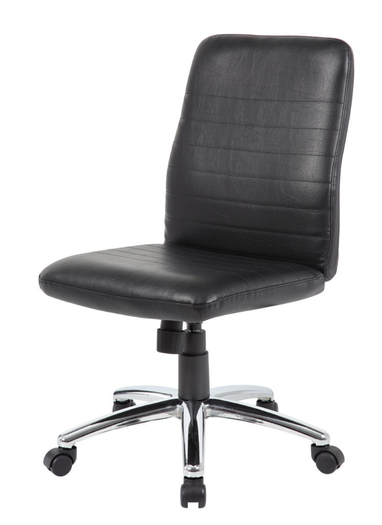 Classic Black Faux Leather Armless Office Chair ComputerDesk Com   B430 BK L45 746x1024 1200x1200 