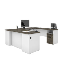 Load image into Gallery viewer, Modern U-shaped Desk in White &amp; Walnut Gray
