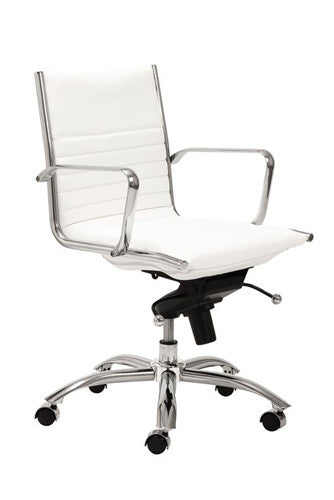 Modern White & Chrome Low Back Office Chair