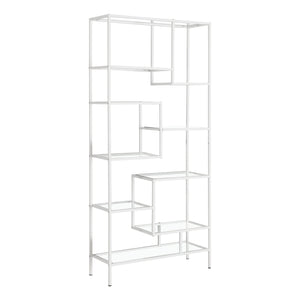 Geometric Design White & Glass Bookcase