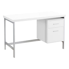 Load image into Gallery viewer, Modern Silver &amp; White Office Desk w/ 2 Drawers
