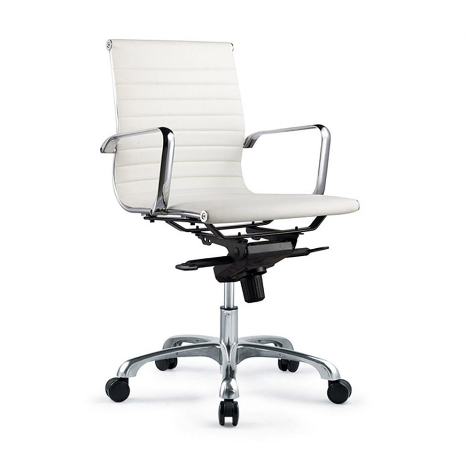 Low Back Conference Chair with Tilt-Locking in White (Set of 2 ...