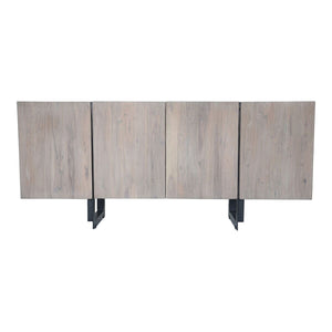 64" Storage Credenza in Pale Grey Acacia and Iron